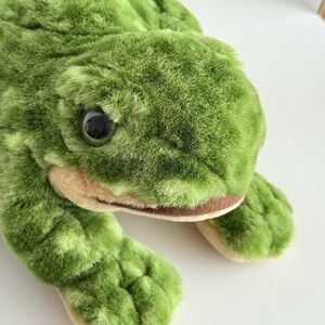 Vintage 1994 Giant Star Plush Frog 10" Green Spotted Soft Stuffed Animal Toy